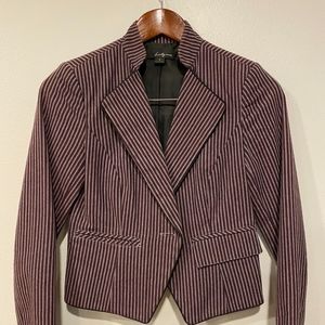 Vertical Striped Cropped Lined Blazer w/ Pockets